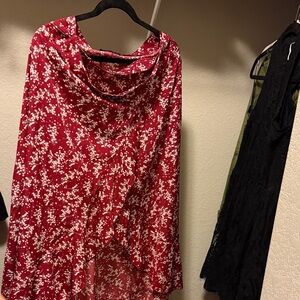 Simplee Apparel Red Floral Skirt